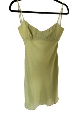 Saints and Secrets Lime Slip Mini Dress Scoop Rushed Neckline NWT Large